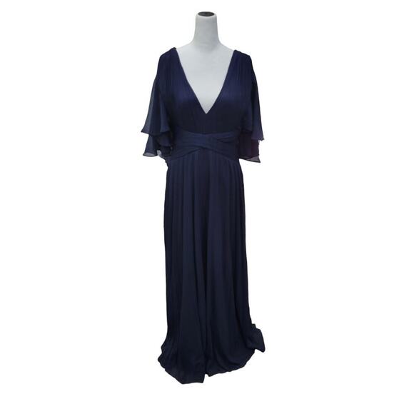 ASOS Bridesmaid Maxi Dress 8  Ruched Bodice Wrap Waist Flutter Sleeve Drape - Picture 3 of 16